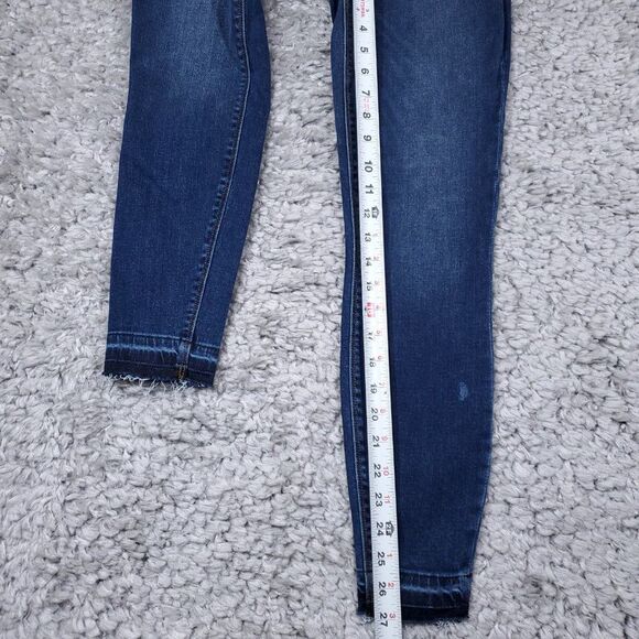 Spanx Distressed Ankle Skinny Jeans Legging Blue Medium Wash Pull On Size XS - Picture 8 of 12